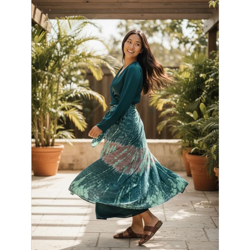 Young fabulous & Brooke Satin green maxi dress NEW SMALL